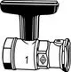 Kugelhahn mit T-Griff und Gewindeanschlüssen, gefertigt von IMI Hydronic Engineering. Das Bild zeigt die Konstruktion und das Design des Ventils.